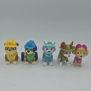 Paw Patrol Five-Piece Mini Figure Set - Yellow, Blue, Teal, Green, Pink